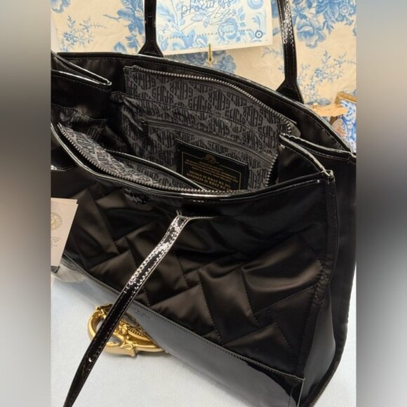 🆕 KURT GEIGER LONDON 🧿 NWT Recycled Drench Square Shopper Tote Bag, All Black - Picture 8 of 16